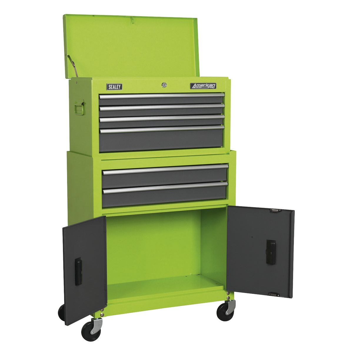 Topchest & Rollcab Combination 6 Drawer - Green/Grey AP2200BBHV