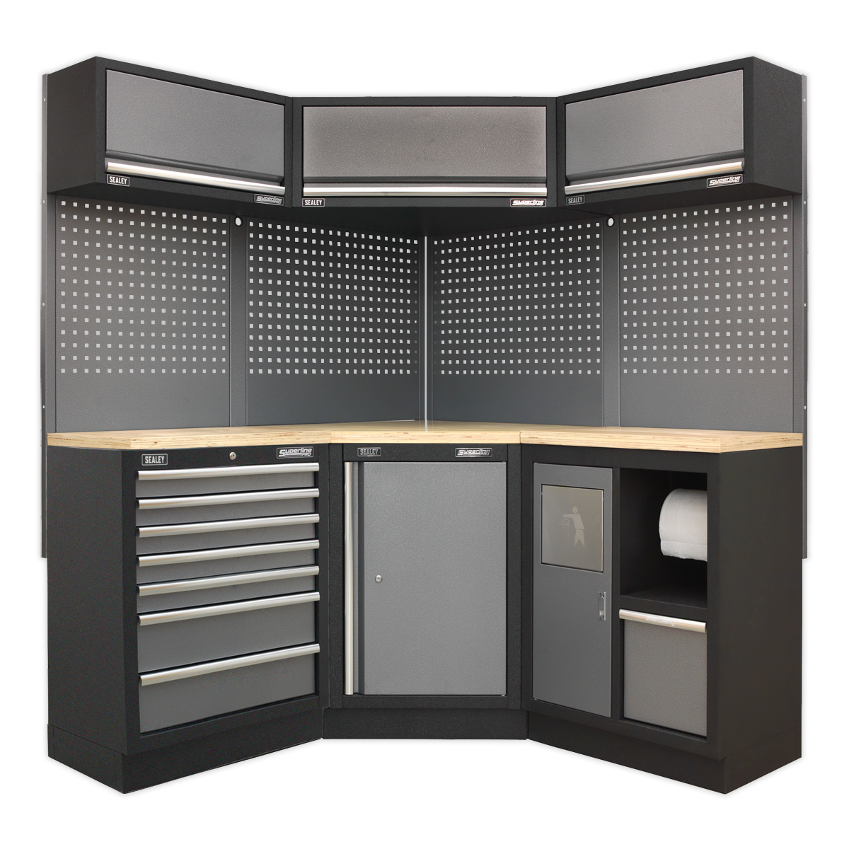 Corner Storage System with Wood Worktop 1.55m APMSSTACK08W