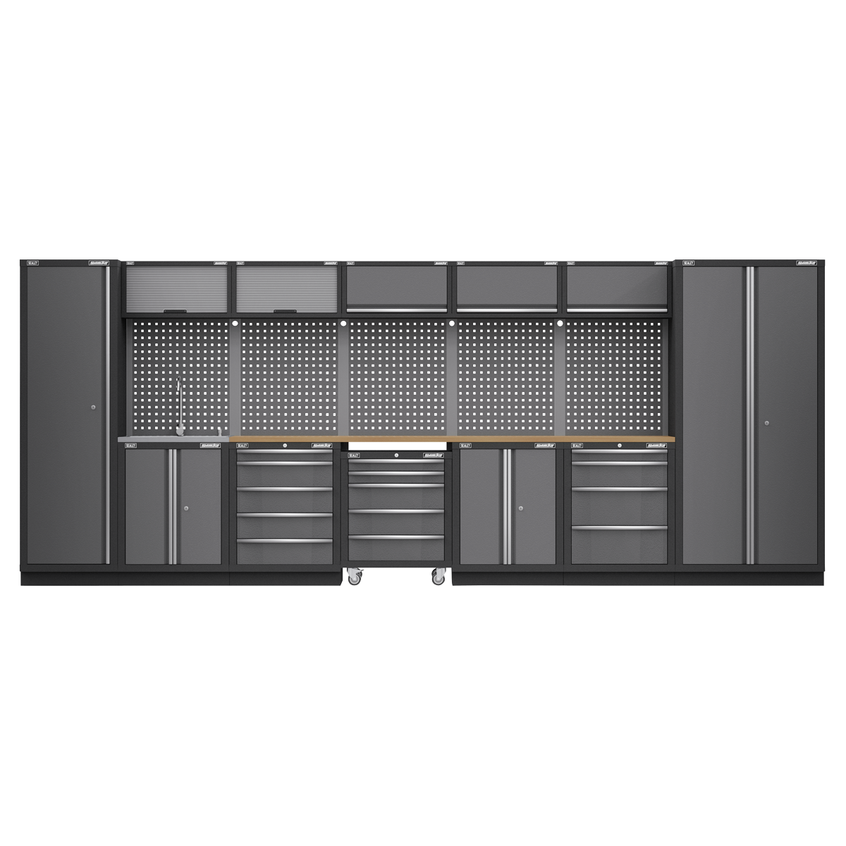 Storage System with Pressed Wood Worktop 4.92m APMSSTACK17W