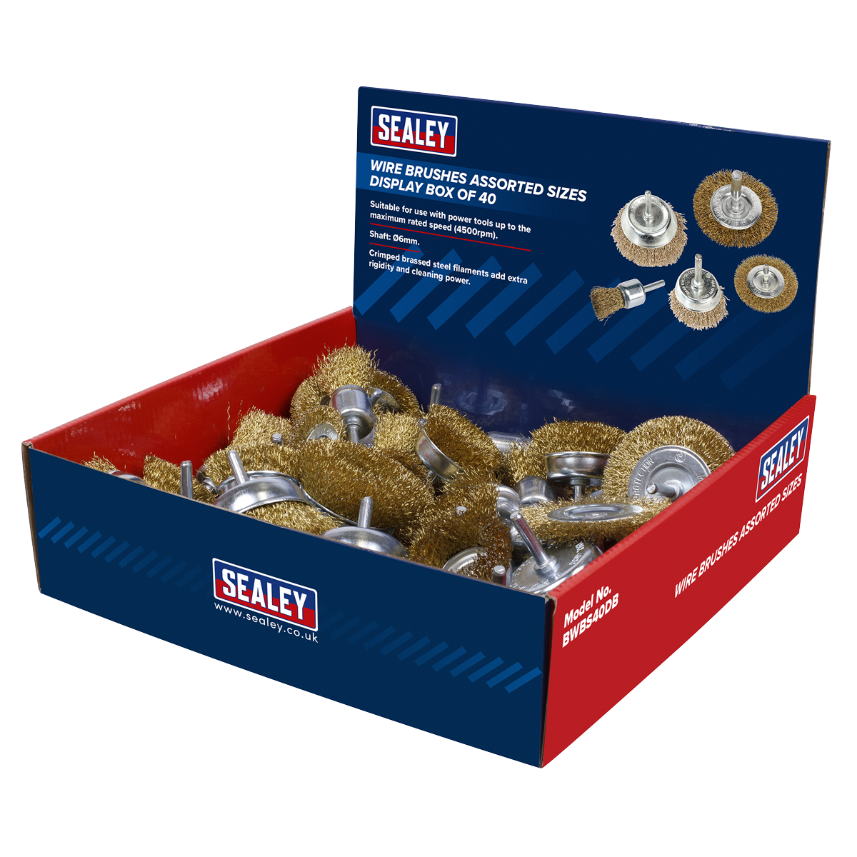 Crimped Wire Brushes Assorted Sizes - Display Box of 40 BWBS40DB