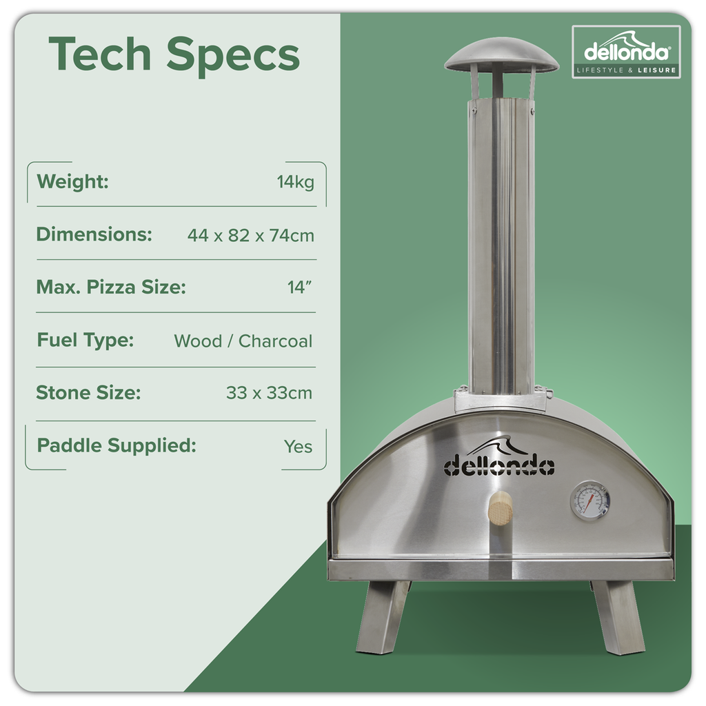 Wood-Fired Pizza Oven 14" - Stainless Steel DG11