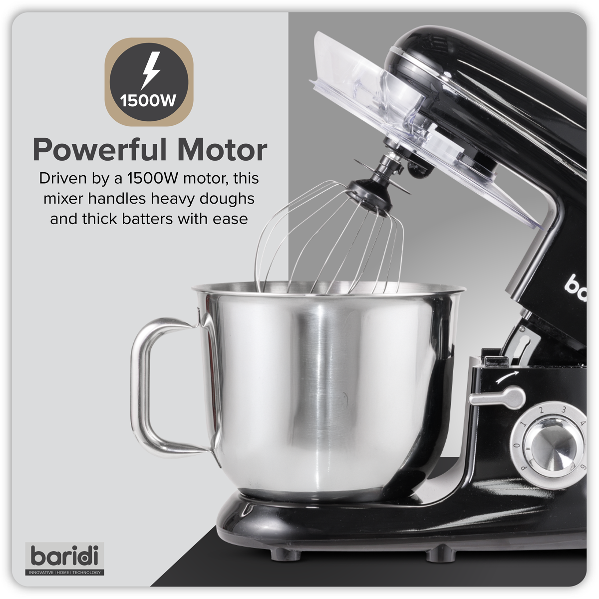 1500W Stand Mixer with Accessories 6L - Black DH173
