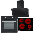 Integrated Ceramic Hob with 4 Cooking Zones, Integrated Fan-Assisted Electric Oven & Angled Chimney Cooker Hood with Carbon Filters & LED Lamp DH186