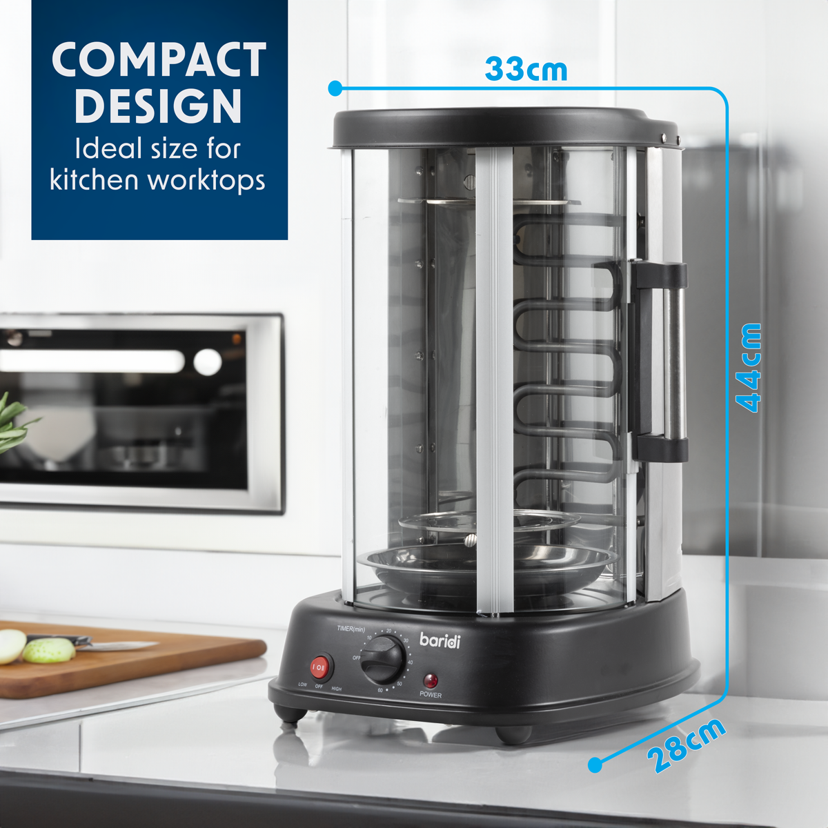 Vertical 360° Rotisserie Smokeless Grill 21L Capacity DH216