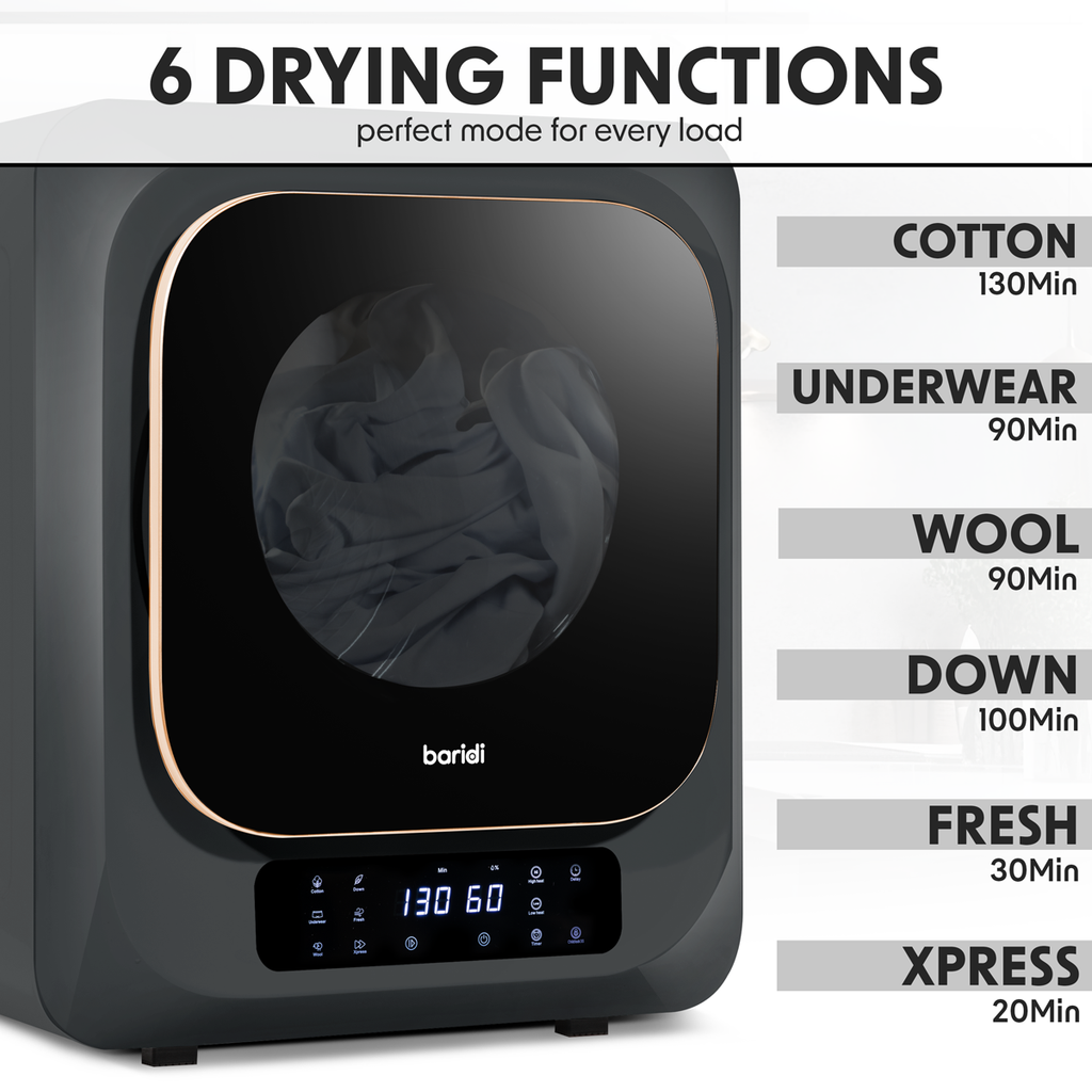 Tabletop Tumble Dryer with Digital Controls 2.5kg Capacity - Black DH229