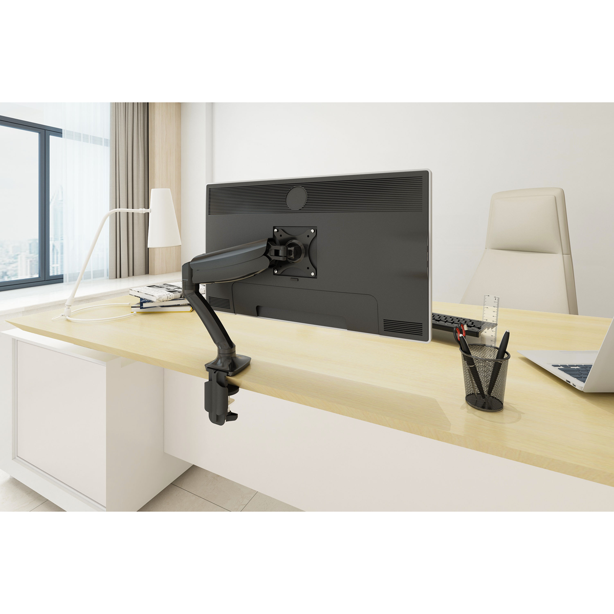 Adjustable Single Monitor Arm with 360° Rotation - Black DH24