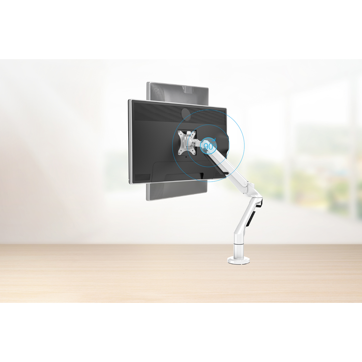 Adjustable Single Monitor Arm with 360° Rotation - White DH26