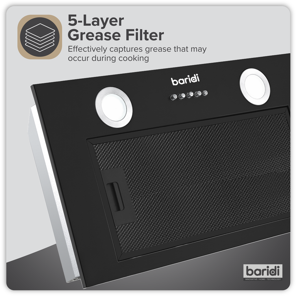 Cooker Hood with 5 Layer Filter 52cm - Black DH285
