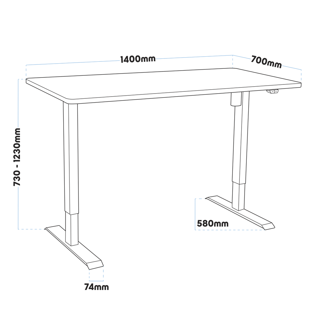 Dellonda Dual Motor Height-Adjustable Electric Standing Desk - Black DH34