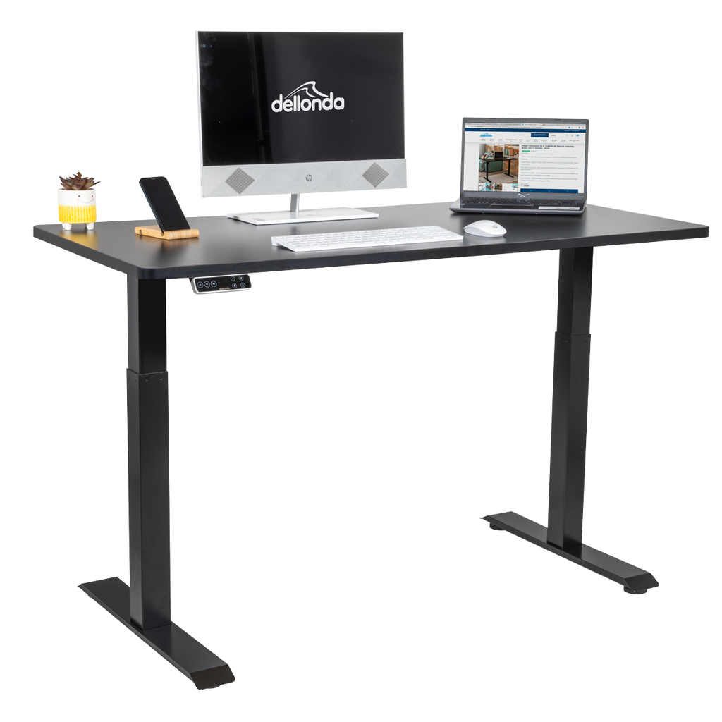 Dellonda Dual Motor Height-Adjustable Electric Standing Desk - Black DH34