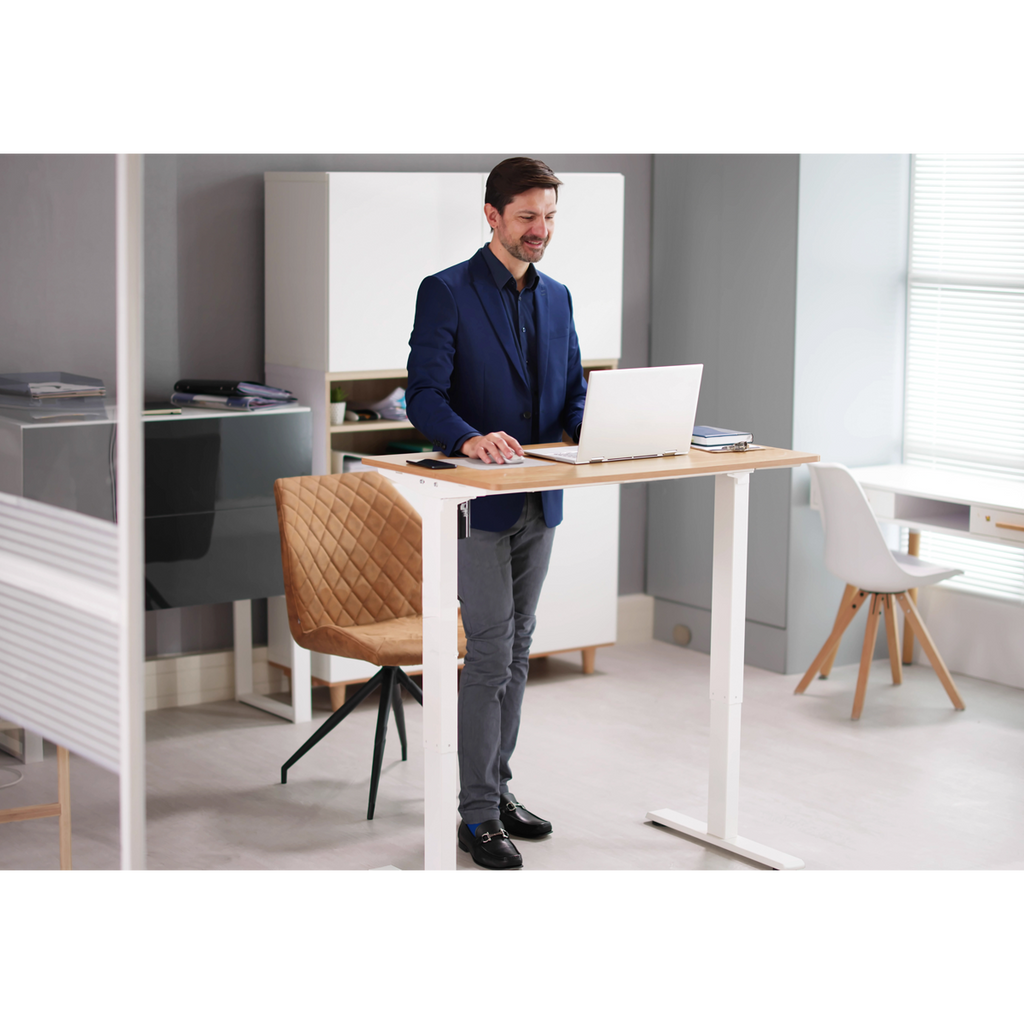 Single Motor Ultra-Quiet Adjustable-Height Electric Sit/Stand Desk - Oak Desktop DH68