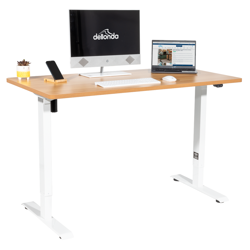Single Motor Ultra-Quiet Adjustable-Height Electric Sit/Stand Desk - Oak Desktop DH68