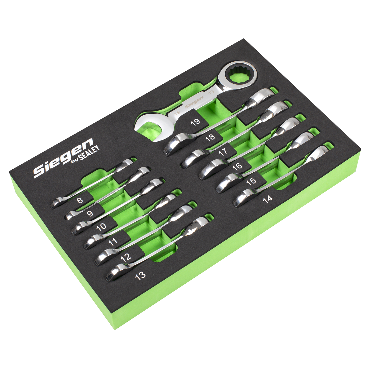 Stubby Combination Ratchet Spanner Set in EVA Foam Tray 12pc S0633