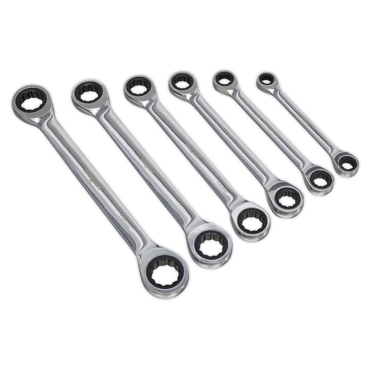 Double End Ratchet Ring Spanner Set 6pc S0636