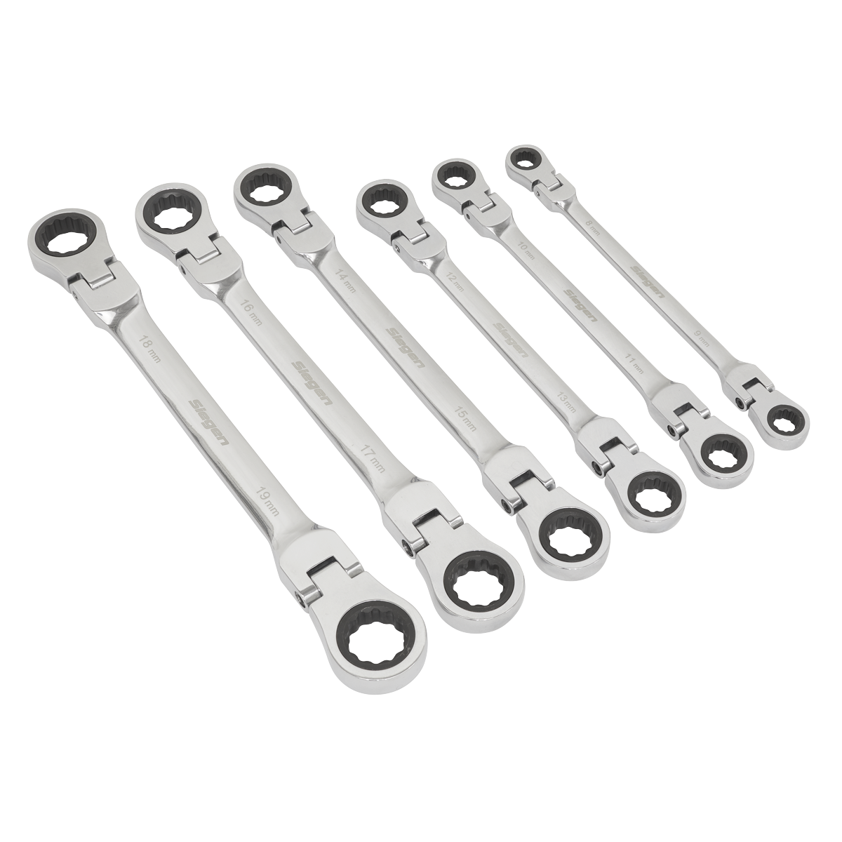 Flexi-Head Double End Ratchet Ring Spanner Set 6pc S0806