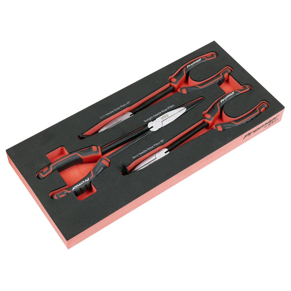 Long Needle Nose Pliers Set with Tool Tray 3pc TBT58