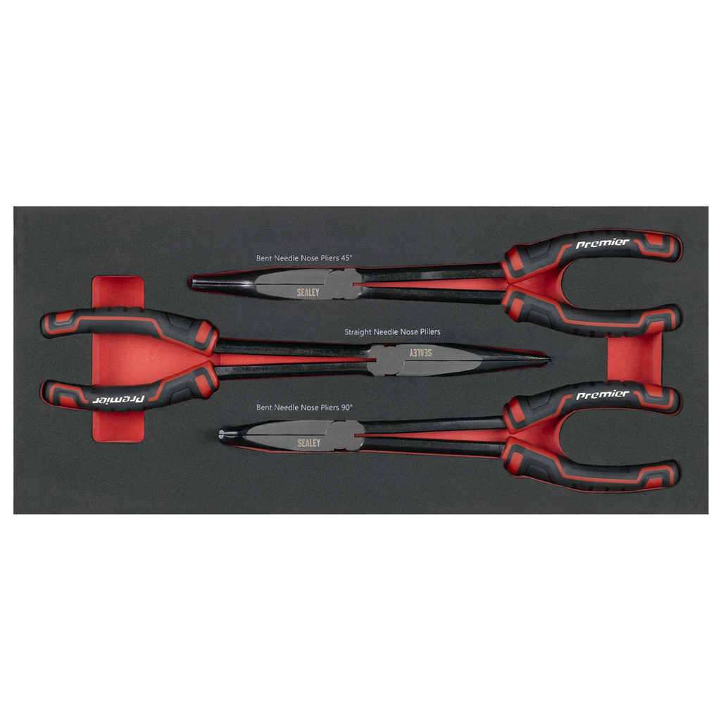 Long Needle Nose Pliers Set with Tool Tray 3pc TBT58