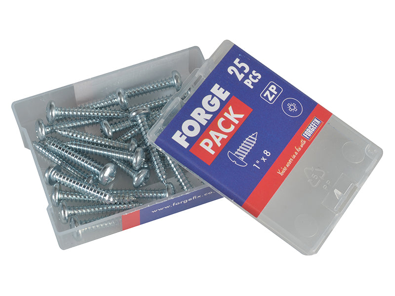 Self-Tapping Screw Pozi Compatible Pan Head ZP 1in x 8 ForgePack 25             