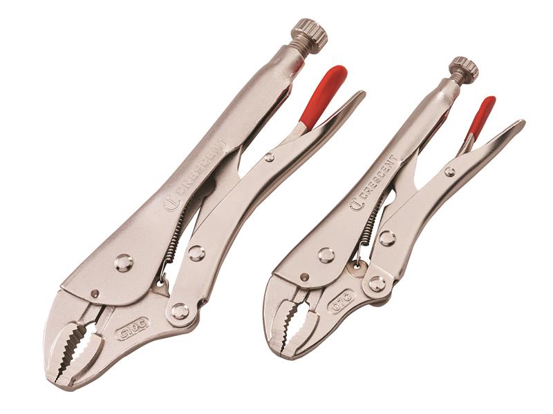 Curved Jaw Locking Pliers with Wire Cutter Set, 2 Piece                         