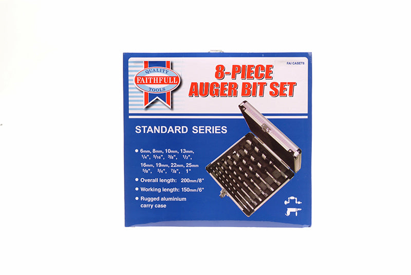 Combination Wood Auger Bit Set, 8 Piece                                         