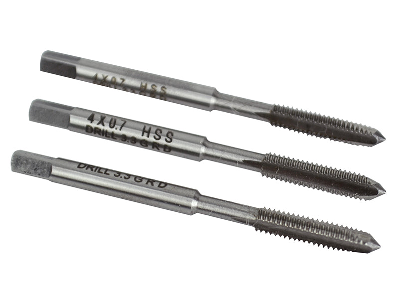 HSS Straight Flute Tap Set M4 x 0.7, 3 Piece                                    