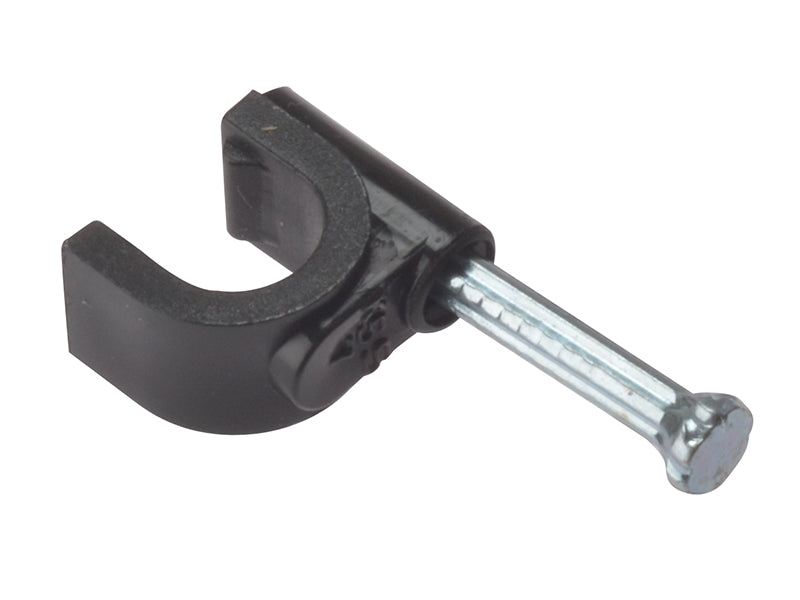Cable Clip Round Coax Black 6-7mm Box 100                                       