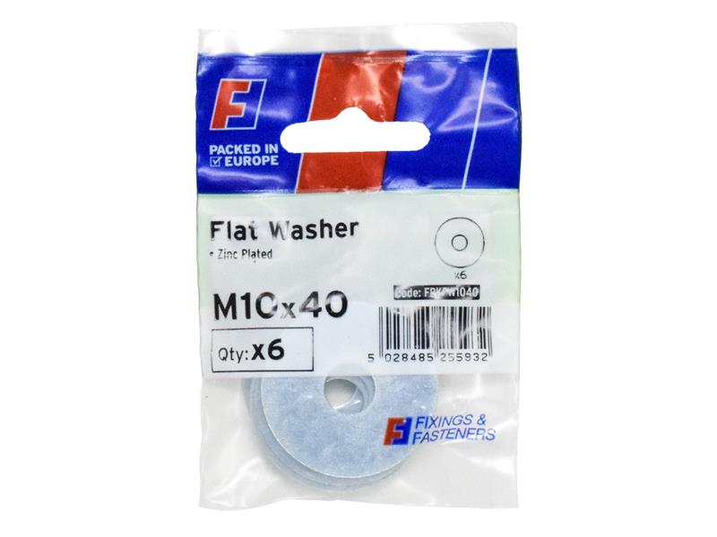 Flat Washers ZP M10 x 40mm ForgePack 6                                          
