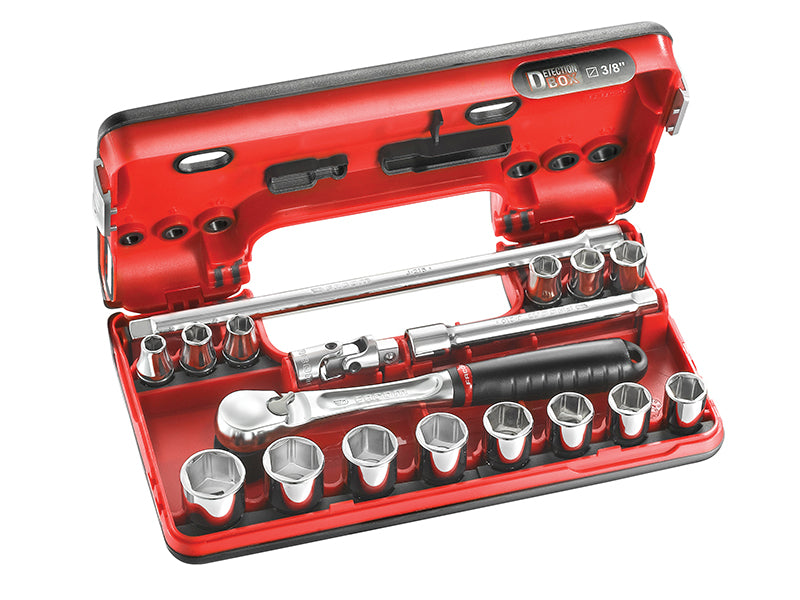 3/8in Drive 6-Point Detection Box Socket Set, 18 Piece                          