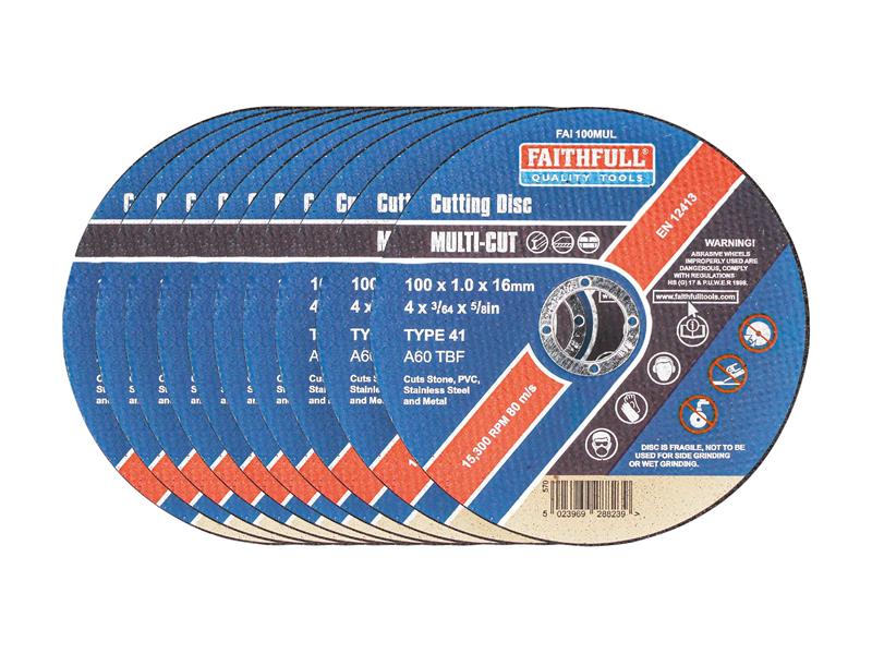 Multi-Purpose Cutting Disc 100 x 1.0 x 16mm (Pack 10)                           