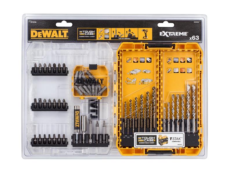 DT70759 Mixed Drill & Bit Set, 63 Piece                                         