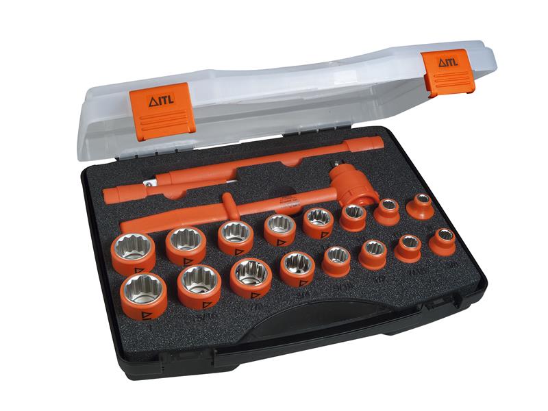 Insulated Socket Set of 19 1/2in Drive                                          