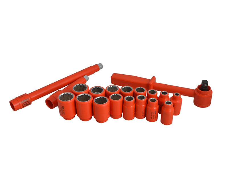 Insulated Socket Set of 19 1/2in Drive                                          